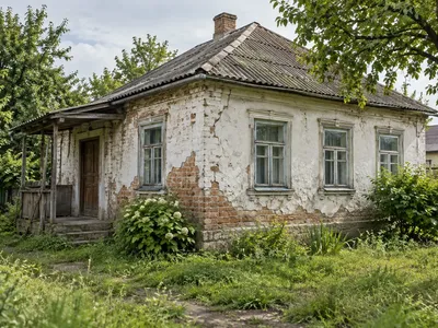 Иллюстрация старого дома перед демонтажем